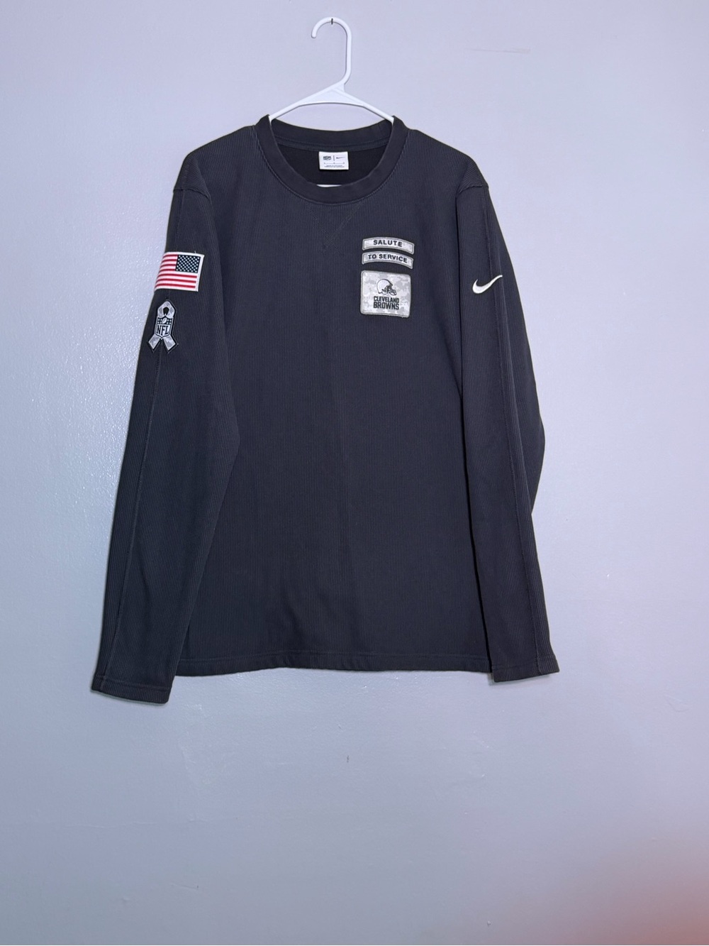 Nike Cleveland Browns Salute to Service Waffle Thermal Long Sleeve Shirt Men L